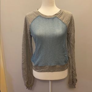 Wildfox baseball mesh sweater grey/blue small